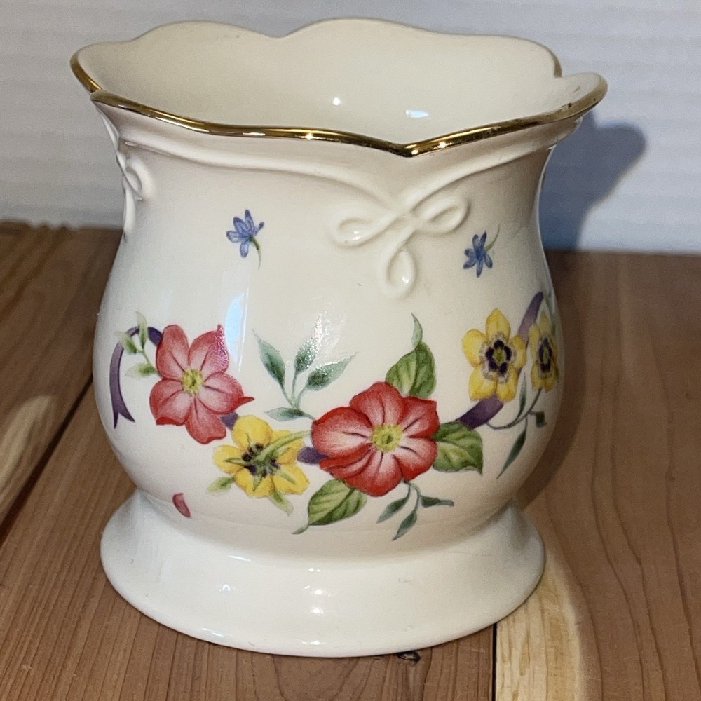 Lenox Pansy Votive Tealight Candle Holder Pansies Butterflies